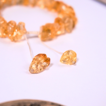 Natural Raw Citrine ( Soft Stone ) Hand made Bracelet with Snake Knot