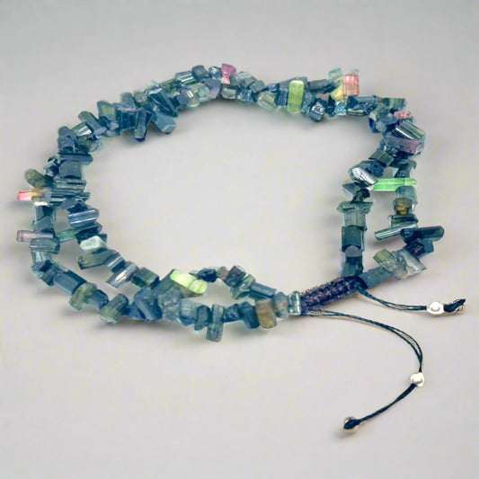 Watermelon Tourmaline Bracelet with snake knot - stone of reconciliation