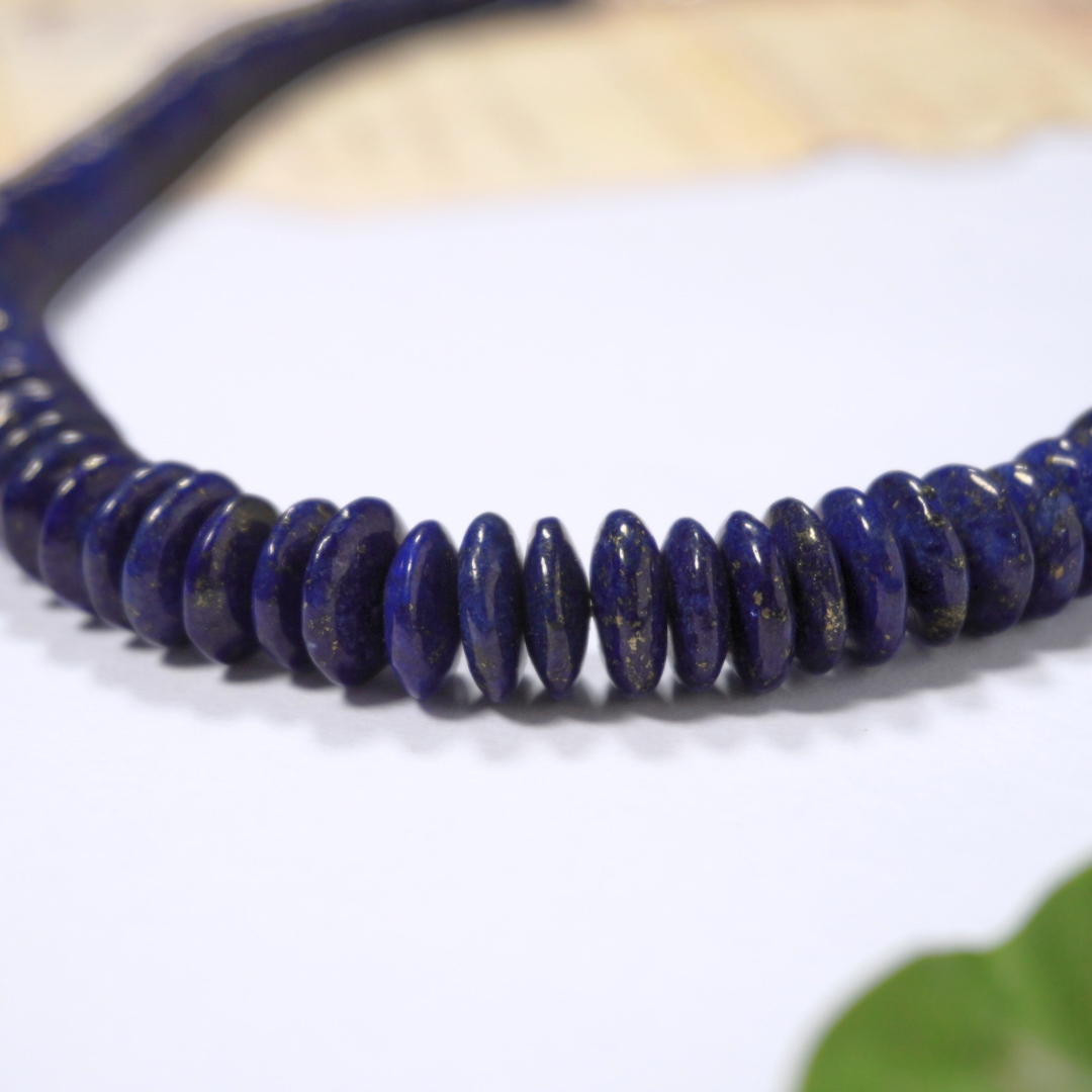 Lapis Lazuli Short Necklace with Sterling silver beads, Origin of Stone - Afghanistan