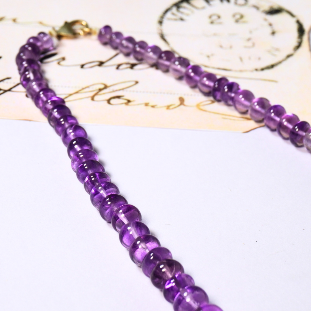 Amethyst Necklace with sterling silver lock, Origin of stone : Africa